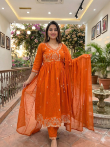 Orange Blossom Anarkali Suit Set