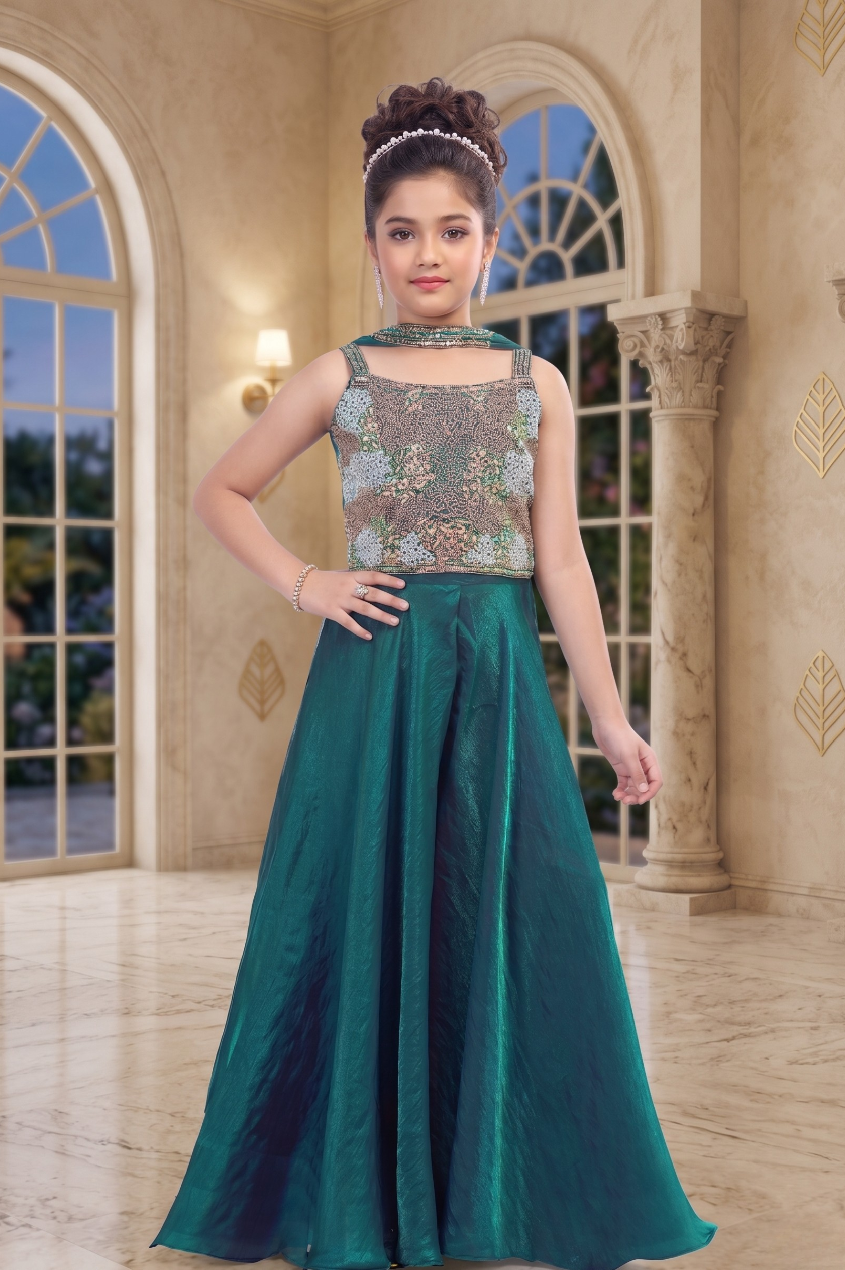 Emerald Princess Designer Gown for Girls