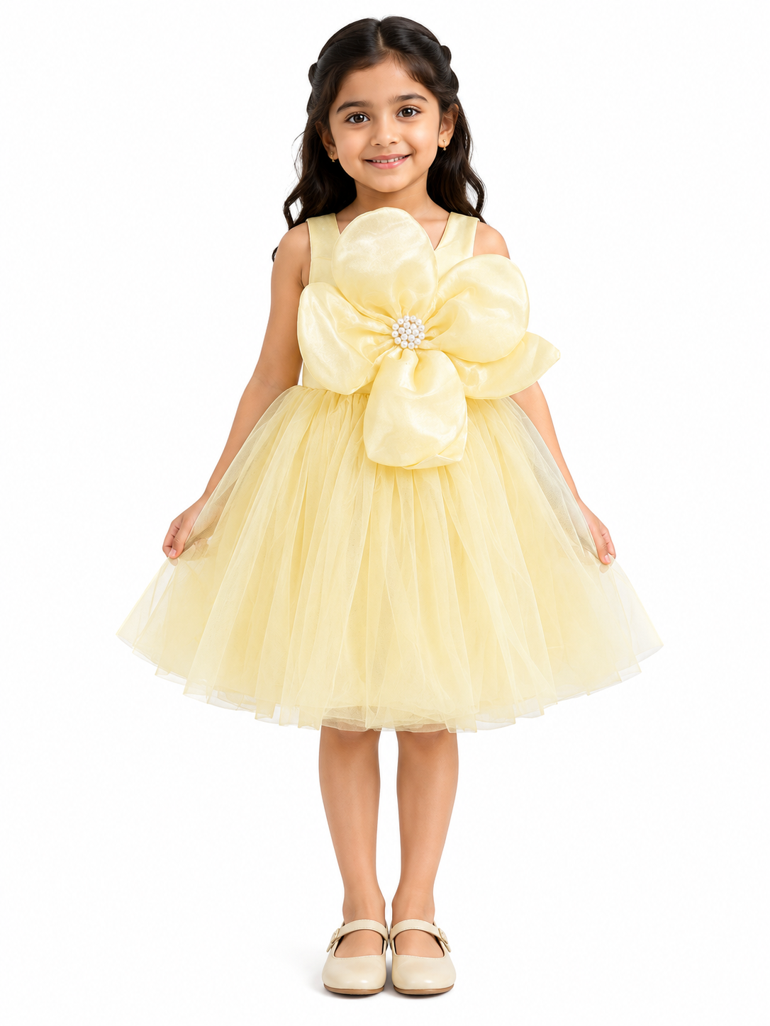 Girls Yellow Floral Party Dress